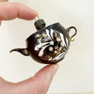 Vintage Teapot Brown Bronze Mercury Glass Christmas Ornament